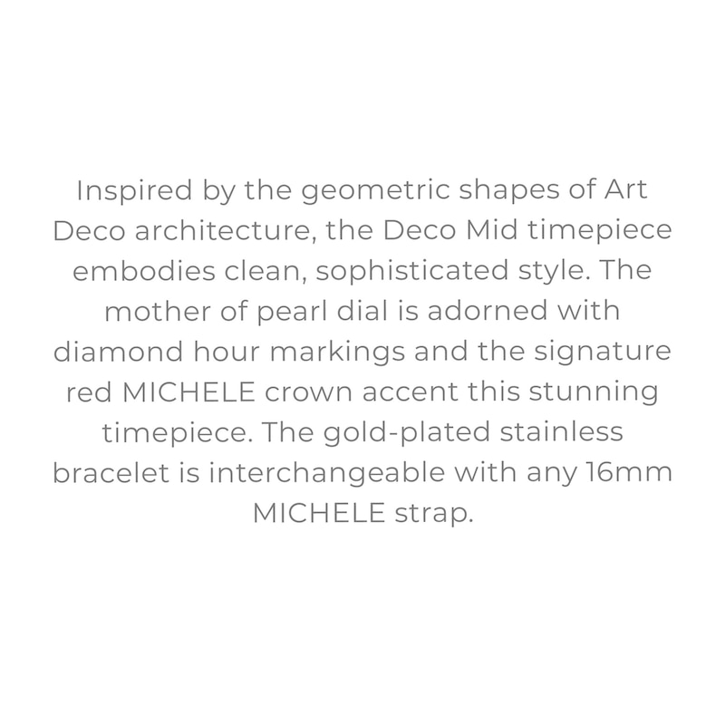 Main Image 4 of MICHELE Women's Deco Mid 18k Gold-Plated Stainless Steel Watch MWW06V000004