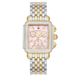 MICHELE Women's Deco Chronograph Two-Tone 18K Gold-Plated Stainless Steel Watch MWW06A000796