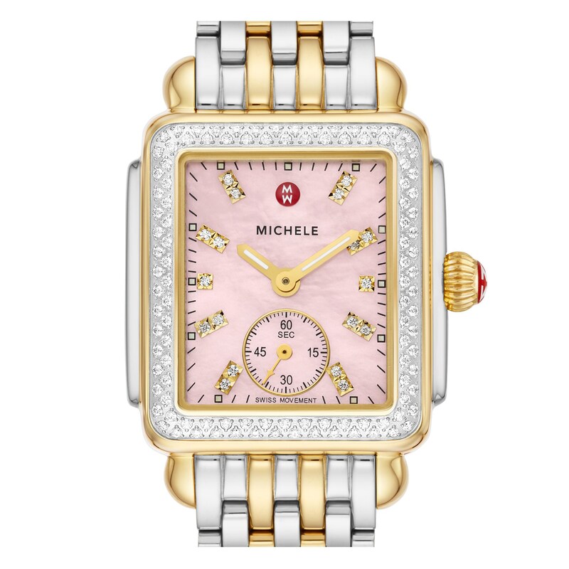 Main Image 3 of MICHELE Women's Deco Mid Two-Tone 18K Gold-Plated Stainless Steel Watch MWW06V000129