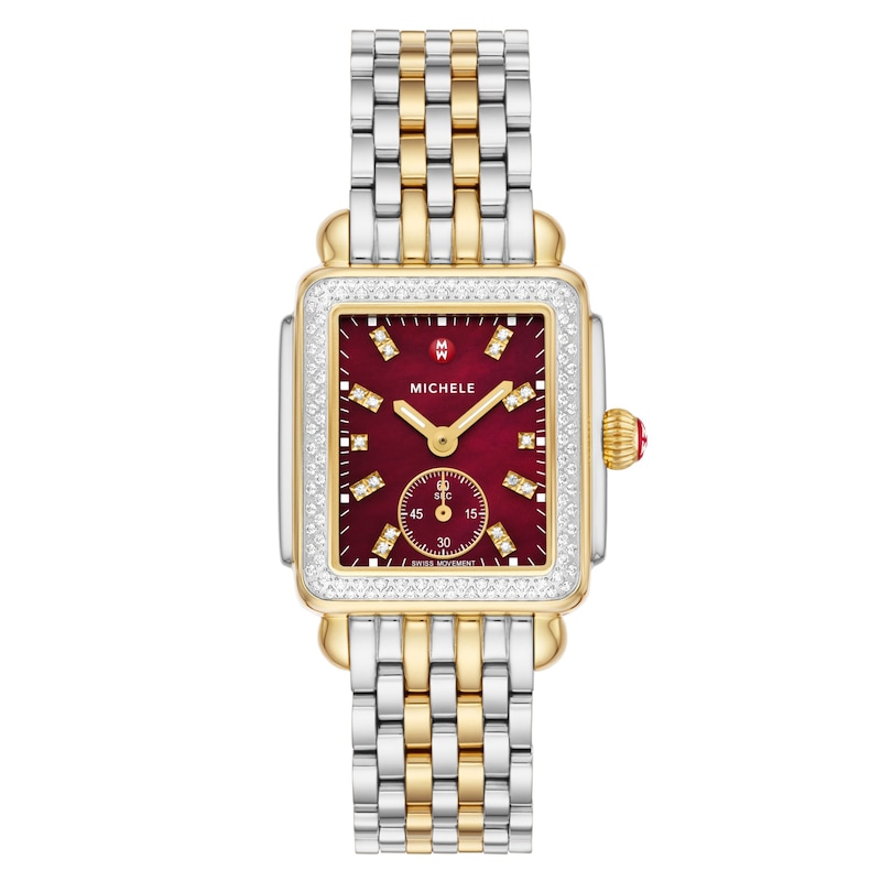 Main Image 1 of MICHELE Deco Mid Two-Tone 18K Gold-Plated Diamond Watch MWW06V000130