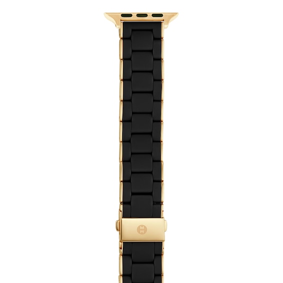 MICHELE 38mm Apple Link Watch Strap Black-Silicone Gold-Tone Stainless Steel MS20GN246001