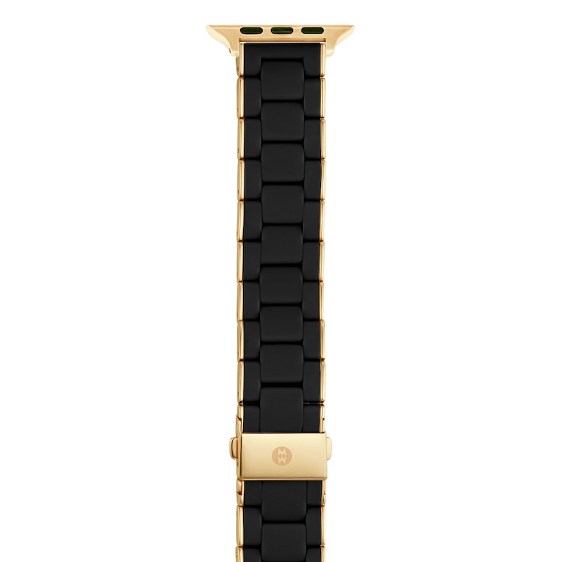 Main Image 1 of MICHELE 38mm Apple Link Watch Strap Black-Silicone Gold-Tone Stainless Steel MS20GN246001