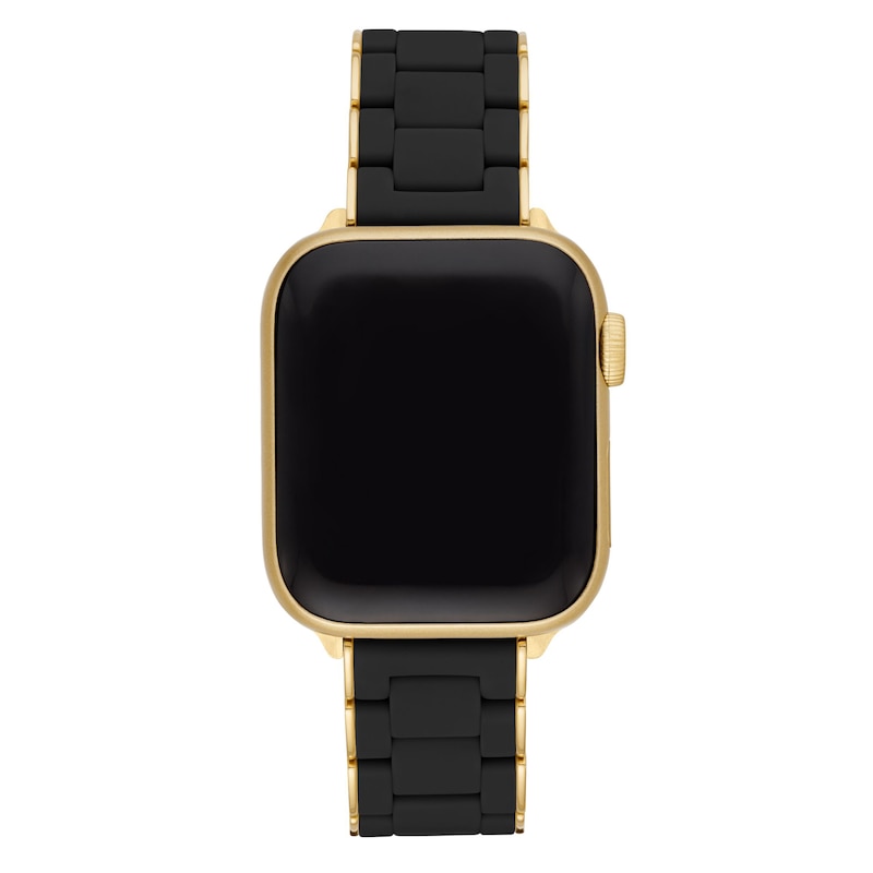 Main Image 2 of MICHELE 38mm Apple Link Watch Strap Black-Silicone Gold-Tone Stainless Steel MS20GN246001