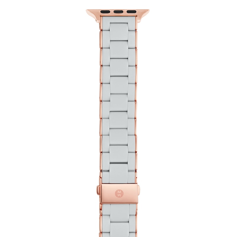 Main Image 1 of MICHELE 38mm Apple Link Watch Strap Gray-Silicone Rose-Tone Stainless Steel MS20GN767070