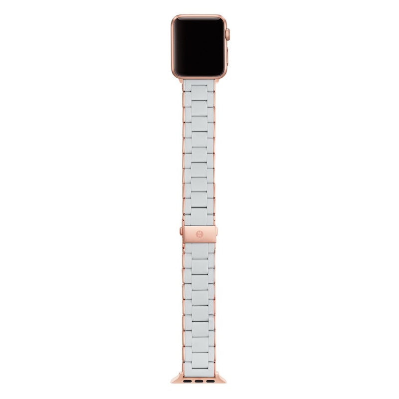 Main Image 3 of MICHELE 38mm Apple Link Watch Strap Gray-Silicone Rose-Tone Stainless Steel MS20GN767070