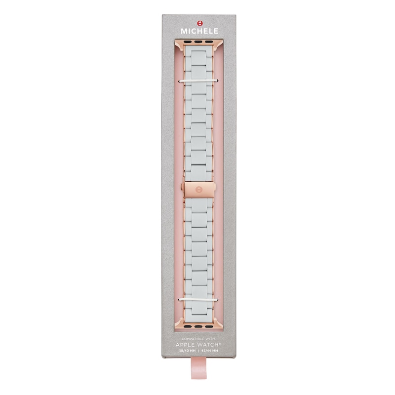 Main Image 4 of MICHELE 38mm Apple Link Watch Strap Gray-Silicone Rose-Tone Stainless Steel MS20GN767070