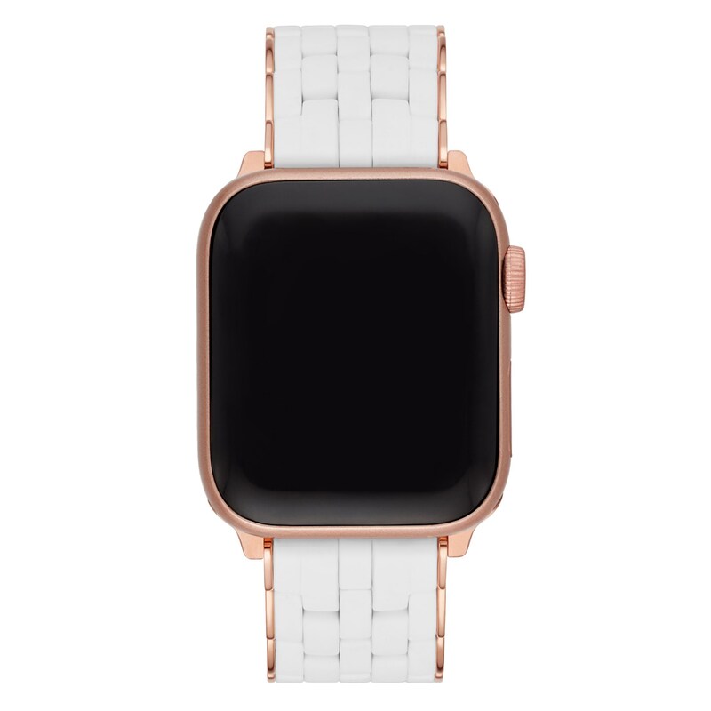 Main Image 2 of MICHELE 38mm Apple Link Watch Strap White-Silicone Rose-Tone Stainless Steel MS20GP767100