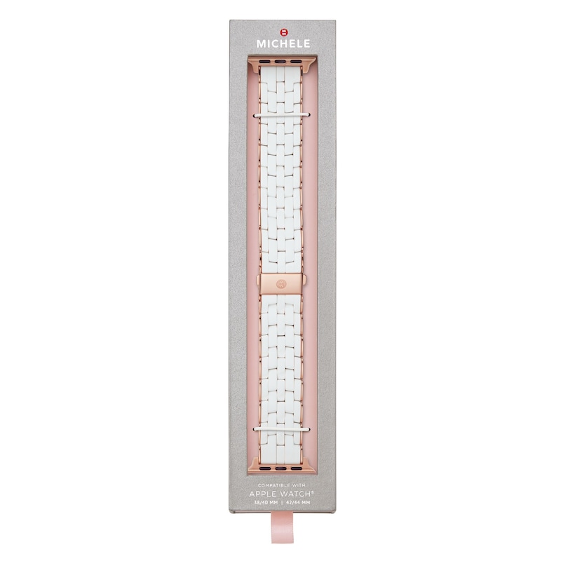 Main Image 3 of MICHELE 38mm Apple Link Watch Strap White-Silicone Rose-Tone Stainless Steel MS20GP767100