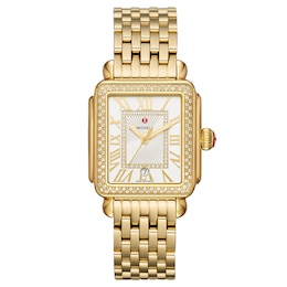 MICHELE Women's Deco Madison 18k Gold-Plated Stainless Steel Watch MWW06T000161