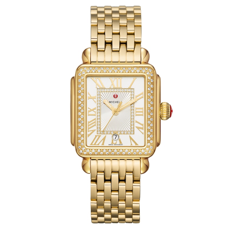 Main Image 1 of MICHELE Women's Deco Madison 18k Gold-Plated Stainless Steel Watch MWW06T000161