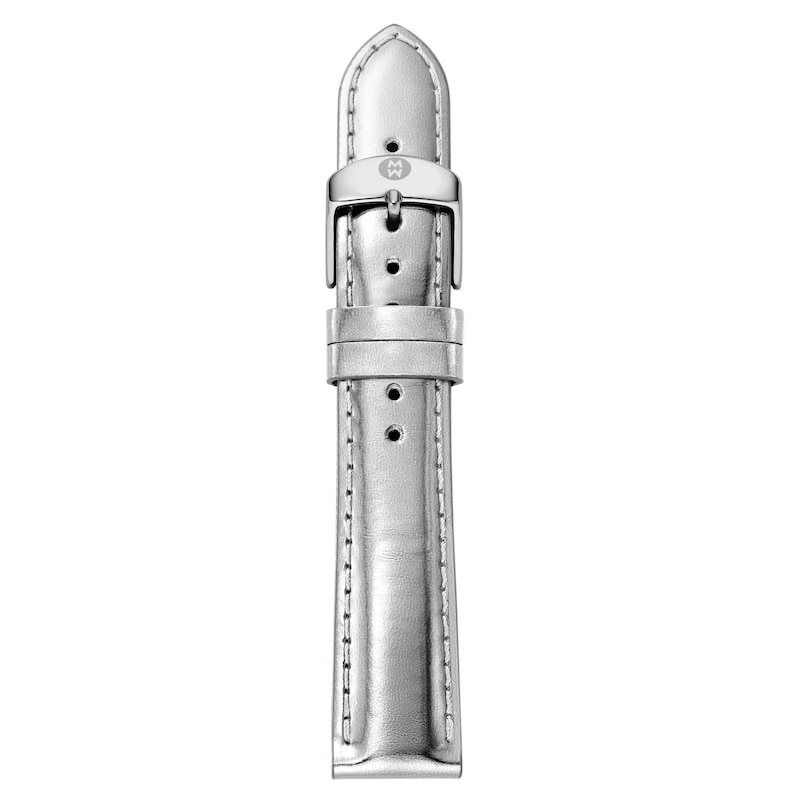 Main Image 1 of MICHELE Silver Leather Watch Strap MS18AA060043