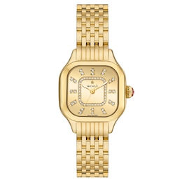 MICHELE Women's Meggie High Shine 18k Gold-Plated Stainless Steel Watch MWW33B000013