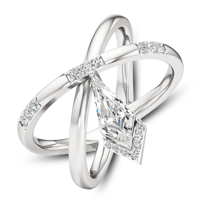 Main Image 2 of J'Lure Kite Step-Cut Lab-Grown Diamond Orbit Ring 3/4 ct tw 14K White Gold