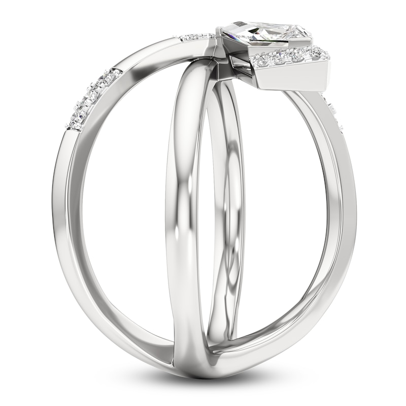 Main Image 3 of J'Lure Kite Step-Cut Lab-Grown Diamond Orbit Ring 3/4 ct tw 14K White Gold