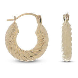 Italia D'Oro Ribbed Twist Hoop Earrings 14K Yellow Gold