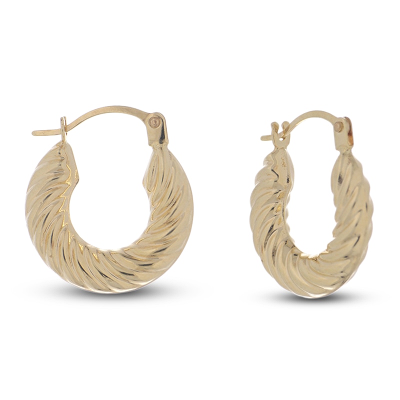 Main Image 2 of Italia D'Oro Ribbed Twist Hoop Earrings 14K Yellow Gold