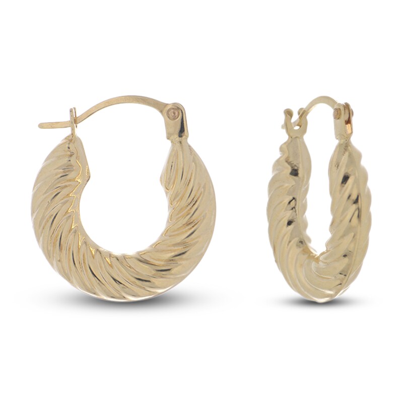 Main Image 3 of Italia D'Oro Ribbed Twist Hoop Earrings 14K Yellow Gold