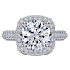 Thumbnail Image 3 of Round-Cut Lab-Grown Diamond Cushion Halo Engagement Ring 3-1/4 ct tw 14K White Gold