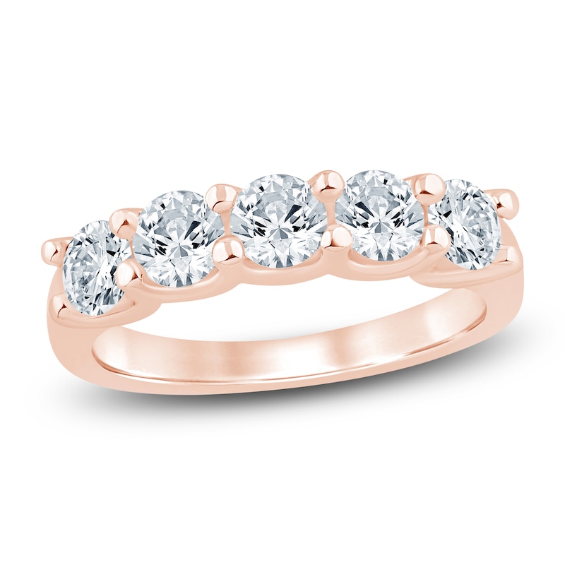 Main Image 1 of Lab-Grown Diamond Five-Stone Anniversary Ring 1-1/2 ct tw 14K Rose Gold