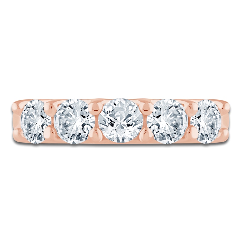 Main Image 3 of Lab-Grown Diamond Five-Stone Anniversary Ring 1-1/2 ct tw 14K Rose Gold