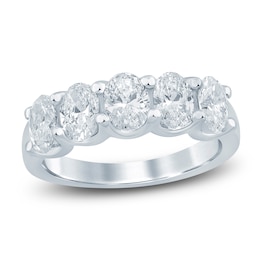 Oval-Cut Lab-Grown Diamond Five-Stone Anniversary Ring 2 ct tw 14K White Gold