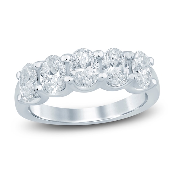 Oval-Cut Lab-Grown Diamond Five-Stone Anniversary Ring 2 ct tw 14K White Gold