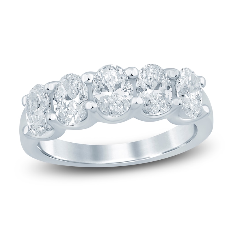 Main Image 1 of Oval-Cut Lab-Grown Diamond Five-Stone Anniversary Ring 2 ct tw 14K White Gold