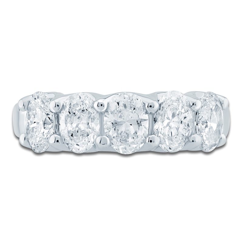 Main Image 3 of Oval-Cut Lab-Grown Diamond Five-Stone Anniversary Ring 2 ct tw 14K White Gold
