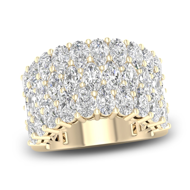 Main Image 1 of Marquise-Cut & Pear-Shaped Lab-Grown Diamond Three-Row Ring 4-3/4 ct tw 14K Yellow Gold