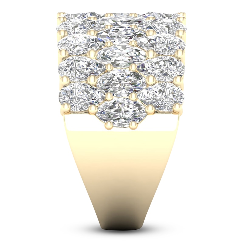 Main Image 4 of Marquise-Cut & Pear-Shaped Lab-Grown Diamond Three-Row Ring 4-3/4 ct tw 14K Yellow Gold