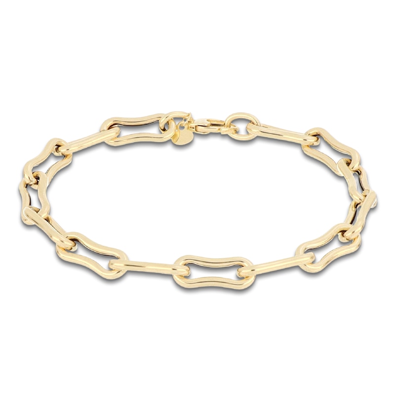 Main Image 1 of Italia D'Oro Bone Paperclip Link Chain Bracelet 6mm Hollow 14K Yellow Gold 7.5"