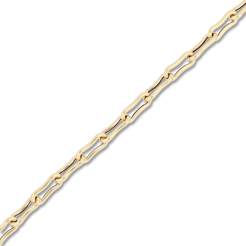 Main Image 2 of Italia D'Oro Bone Paperclip Link Chain Bracelet 6mm Hollow 14K Yellow Gold 7.5"