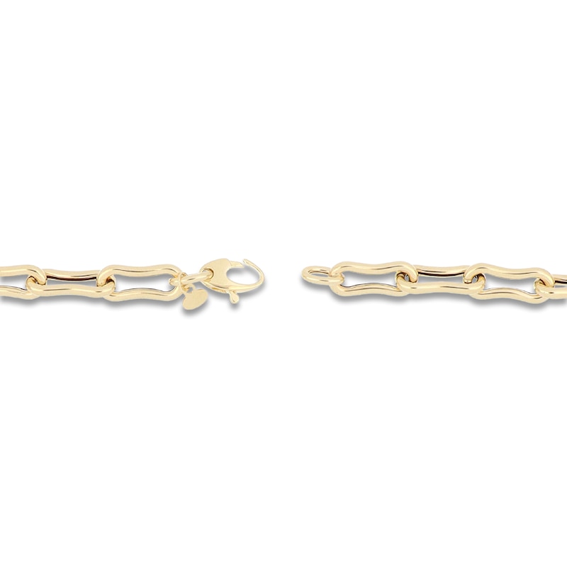 Main Image 3 of Italia D'Oro Bone Paperclip Link Chain Bracelet 6mm Hollow 14K Yellow Gold 7.5"