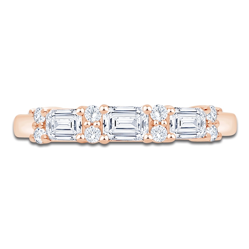 Main Image 3 of Certified Round & Emerald-Cut Diamond Wedding Band 3/4 ct tw 14K Rose Gold