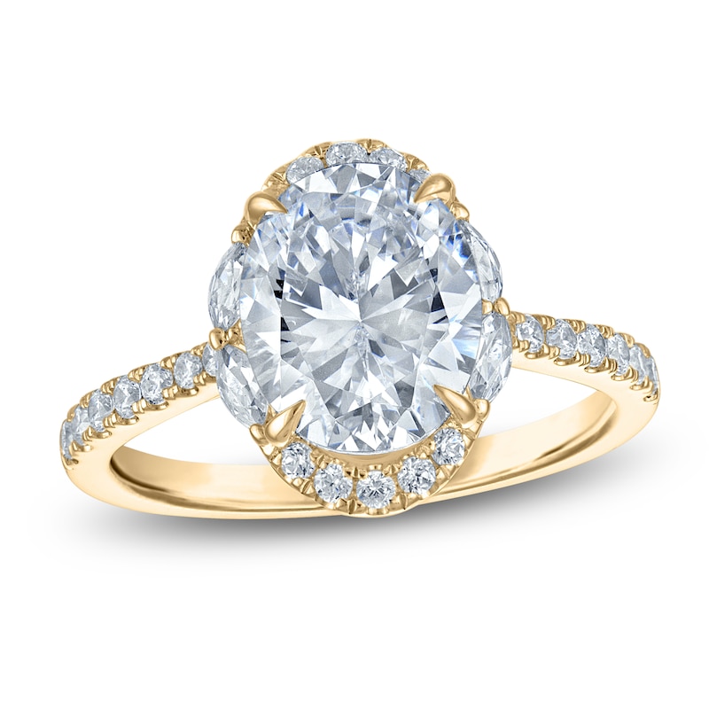 Main Image 1 of Vera Wang VOW Oval-Cut Lab-Grown Diamond Halo Engagement Ring 3 ct tw 14K Yellow Gold