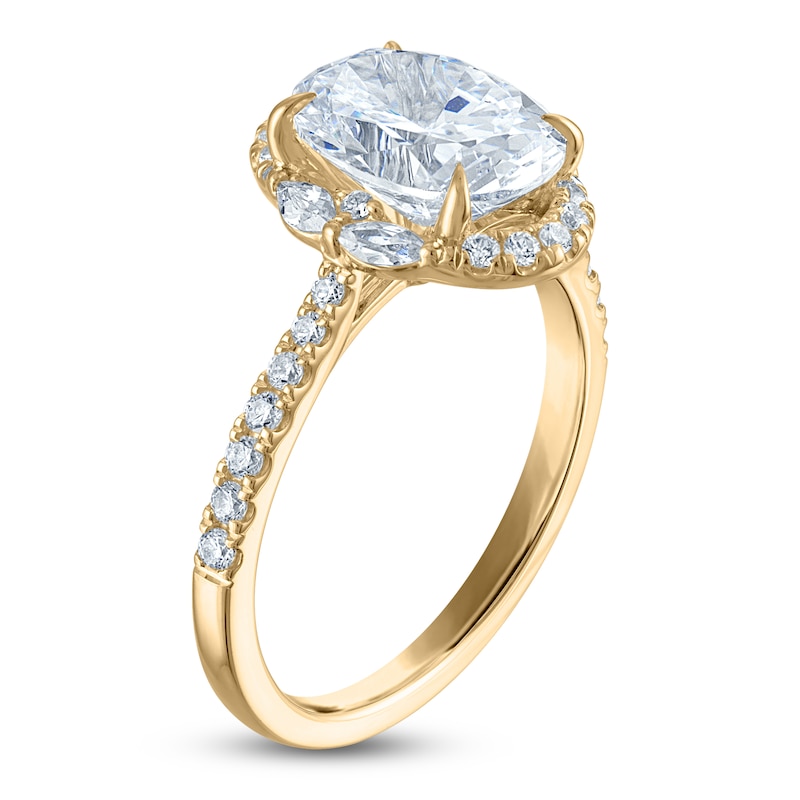 Main Image 2 of Vera Wang VOW Oval-Cut Lab-Grown Diamond Halo Engagement Ring 3 ct tw 14K Yellow Gold