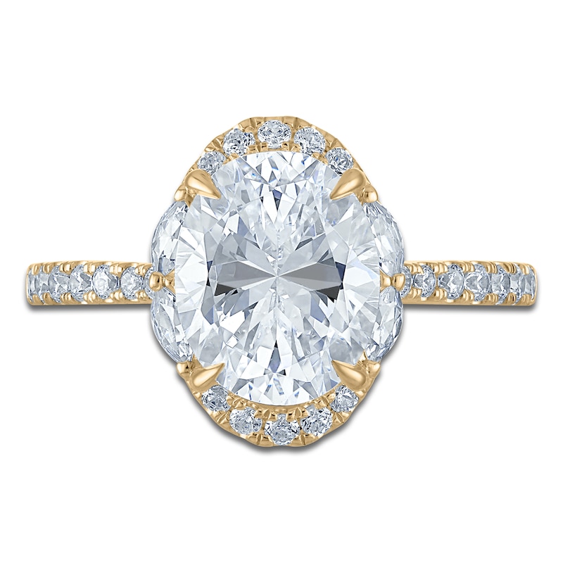 Main Image 3 of Vera Wang VOW Oval-Cut Lab-Grown Diamond Halo Engagement Ring 3 ct tw 14K Yellow Gold