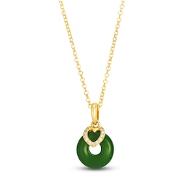 Le Vian Natural Jade Necklace 1/20 ct tw Diamonds 14K Honey Gold 19"