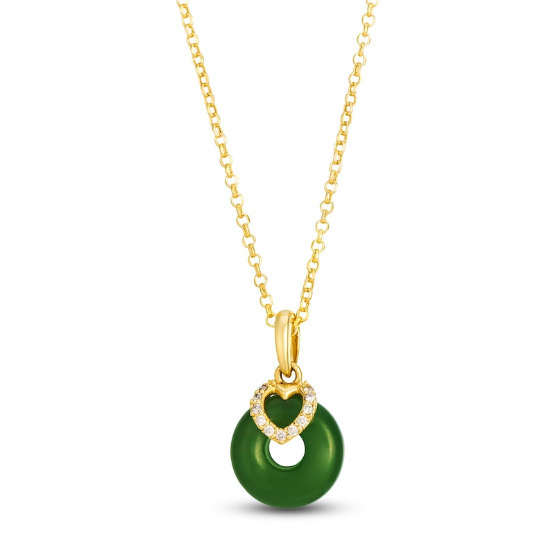Main Image 1 of Le Vian Natural Jade Necklace 1/20 ct tw Diamonds 14K Honey Gold 19"
