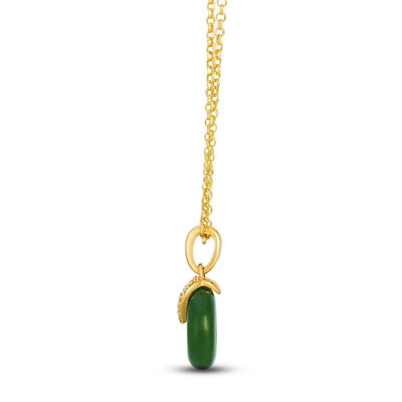 Main Image 2 of Le Vian Natural Jade Necklace 1/20 ct tw Diamonds 14K Honey Gold 19"