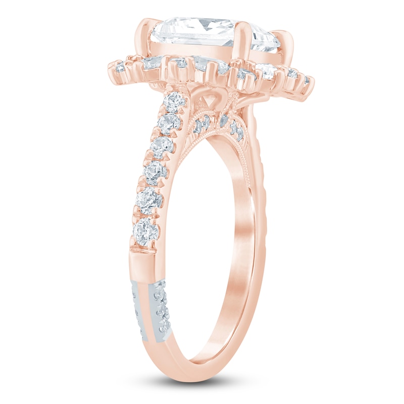 Main Image 2 of Pnina Tornai Princess-Cut Lab-Grown Diamond Halo Engagement Ring 4-1/5 ct tw 14K Rose Gold