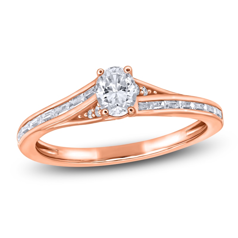 Main Image 1 of Brilliant Moments Oval-Cut Diamond Engagement Ring 1/2 ct tw 14K Rose Gold