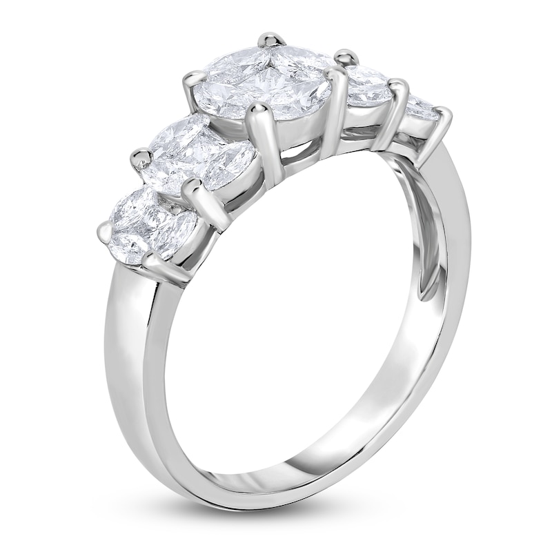 Main Image 2 of Brilliant Moments Princess & Marquise-Cut Multi-Diamond Engagement Ring 1 ct tw 14K White Gold