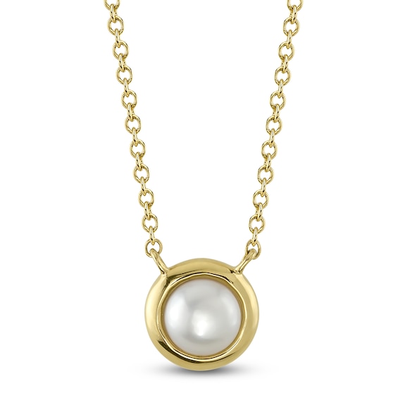 Shy Creation Bezel-Set Cultured Pearl Necklace 14K Yellow Gold 18" SC55025176