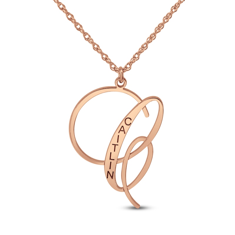 Main Image 1 of Initial & Name Necklace 24K Rose Gold-Plated Sterling Silver 18"