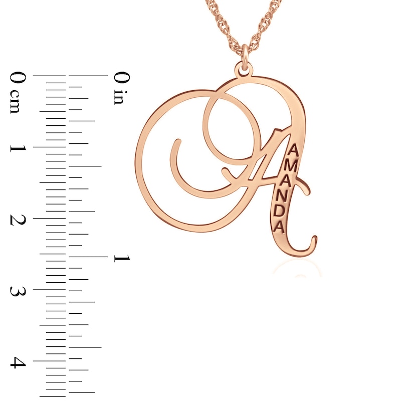 Main Image 4 of Initial & Name Necklace 24K Rose Gold-Plated Sterling Silver 18"