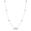 Thumbnail Image 1 of Cultured Pearl & Bezel-Set Lab-Grown Diamond Station Necklace 3/8 ct tw 14K Yellow Gold 18"