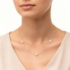 Thumbnail Image 3 of Cultured Pearl & Bezel-Set Lab-Grown Diamond Station Necklace 3/8 ct tw 14K Yellow Gold 18"