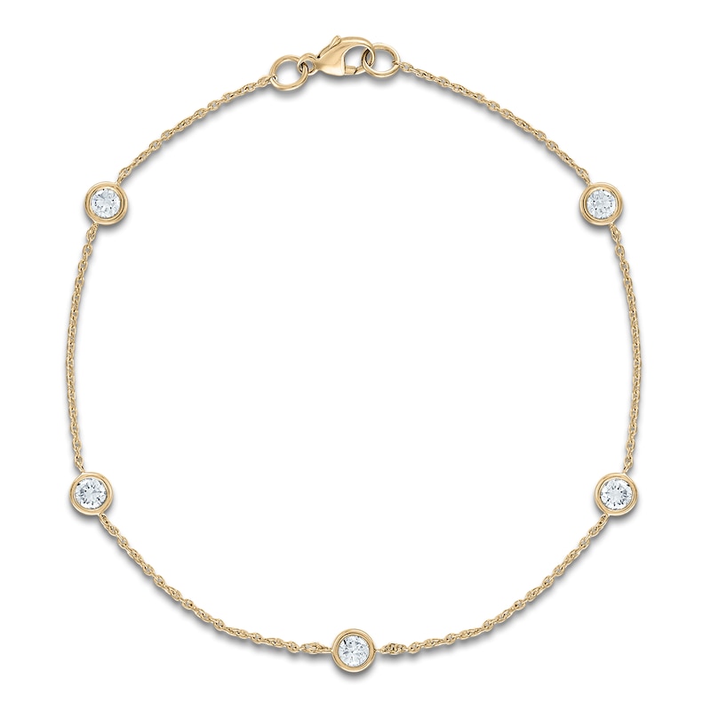 Main Image 1 of Jared Signature Bezel Collection Lab-Grown Diamond Station Bracelet 1/2 ct tw 14K Yellow Gold 7.5"