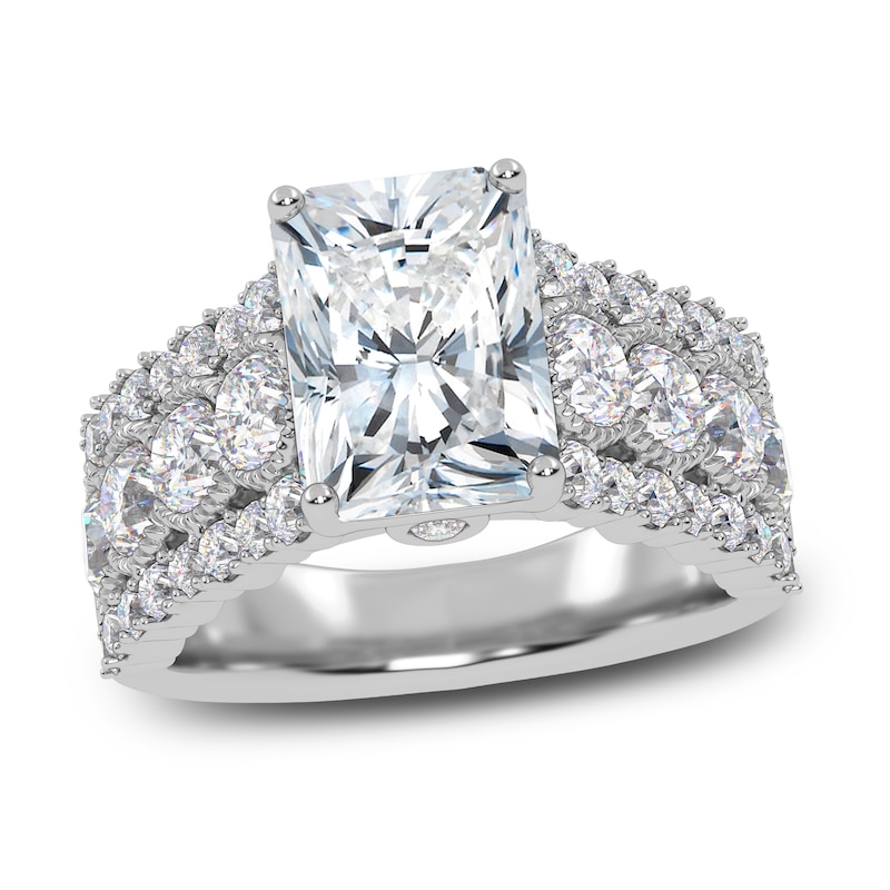 Main Image 1 of Radiant-Cut Lab-Grown Diamond Engagement Ring 3-3/4 ct tw 14K White Gold